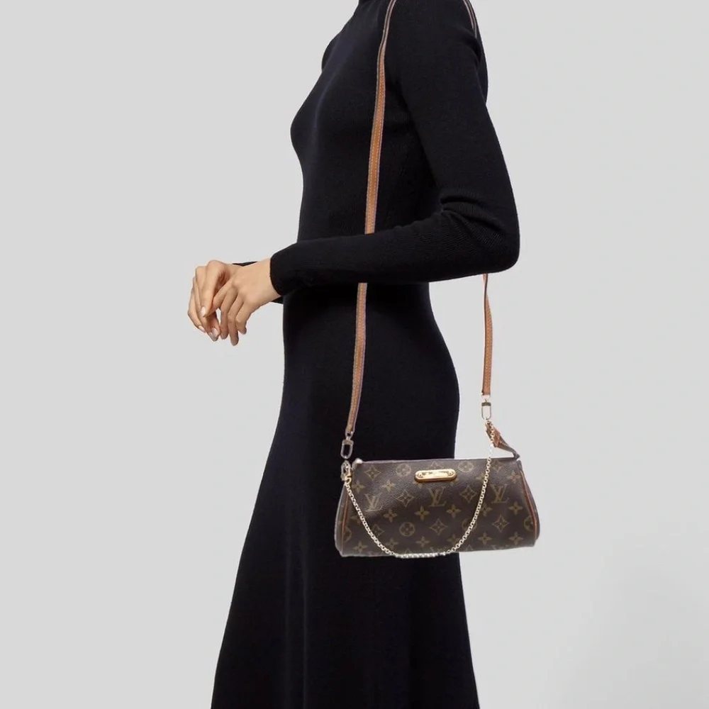 SOLD***Authentic Louis Vuitton LV Monogram Eva Pochette Bag Brown - Picture 3 of 14